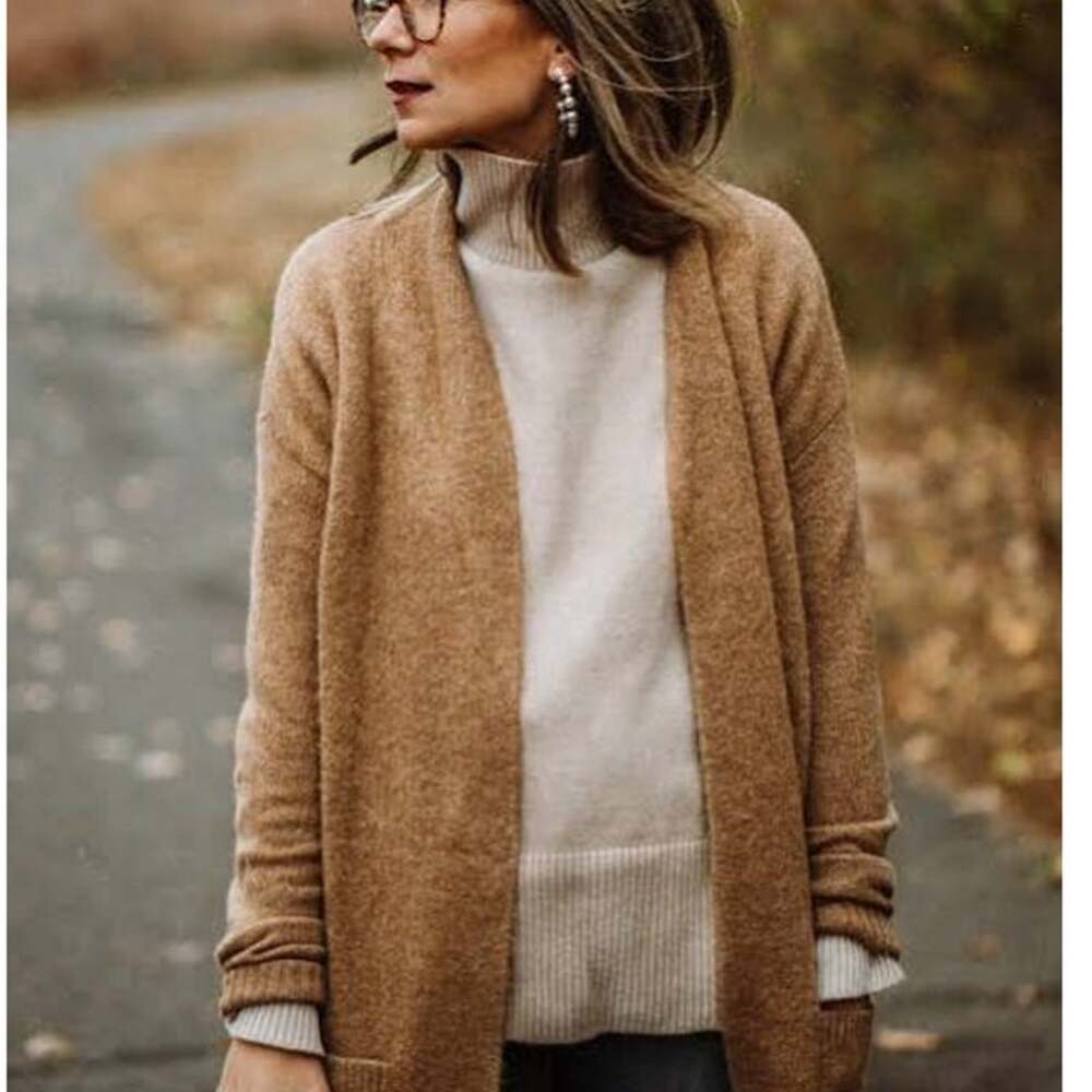 Madewell M brown open-front cardigan sweater Knit Cozy Layer wool blend